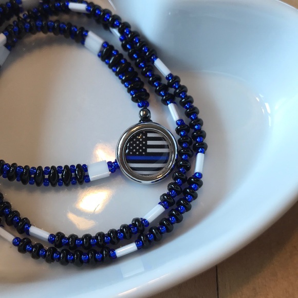 Jewelry Thin Blue Line Bead Bracelet Poshmark